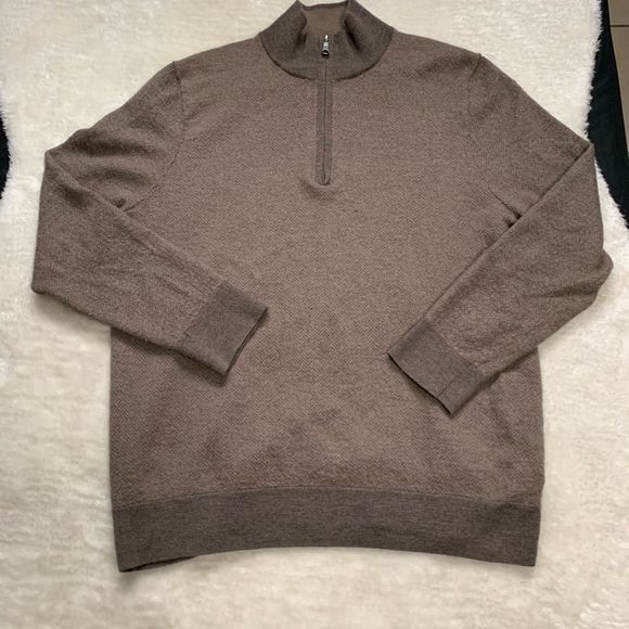 Brooks Brothers Mens 2XL XXL  1/4 Zip High Neck Pullover Sweater 100% Merino - Picture 1 of 7
